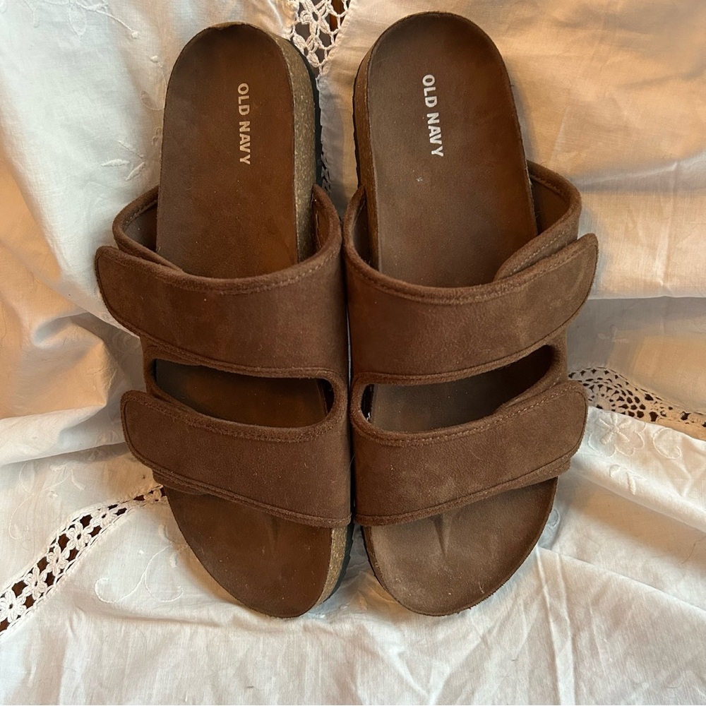 Old Navy Suede two strap Men’s sandals Cork soles Size 10-11